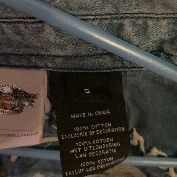 Harley Davidson 🦅denim snap up top Small - Picture 7 of 16
